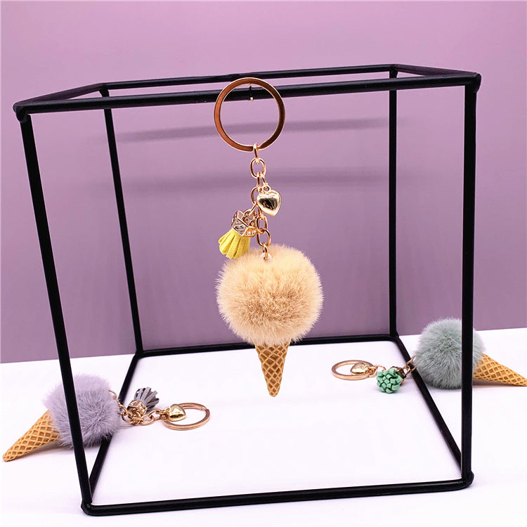 Cute Plush Ice Cream Keychain
