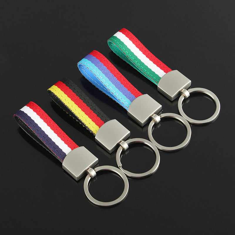 Custom Flag Nylon Braided Metal Keychain