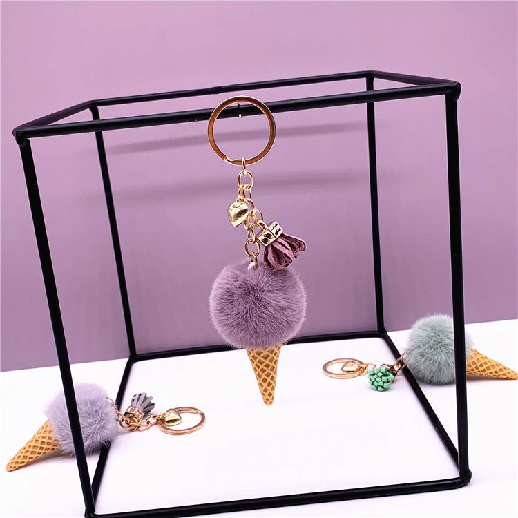 Cute Plush Ice Cream Keychain