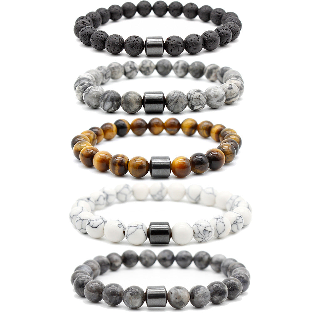 Magnetic Agate Stone Bead Bracelet