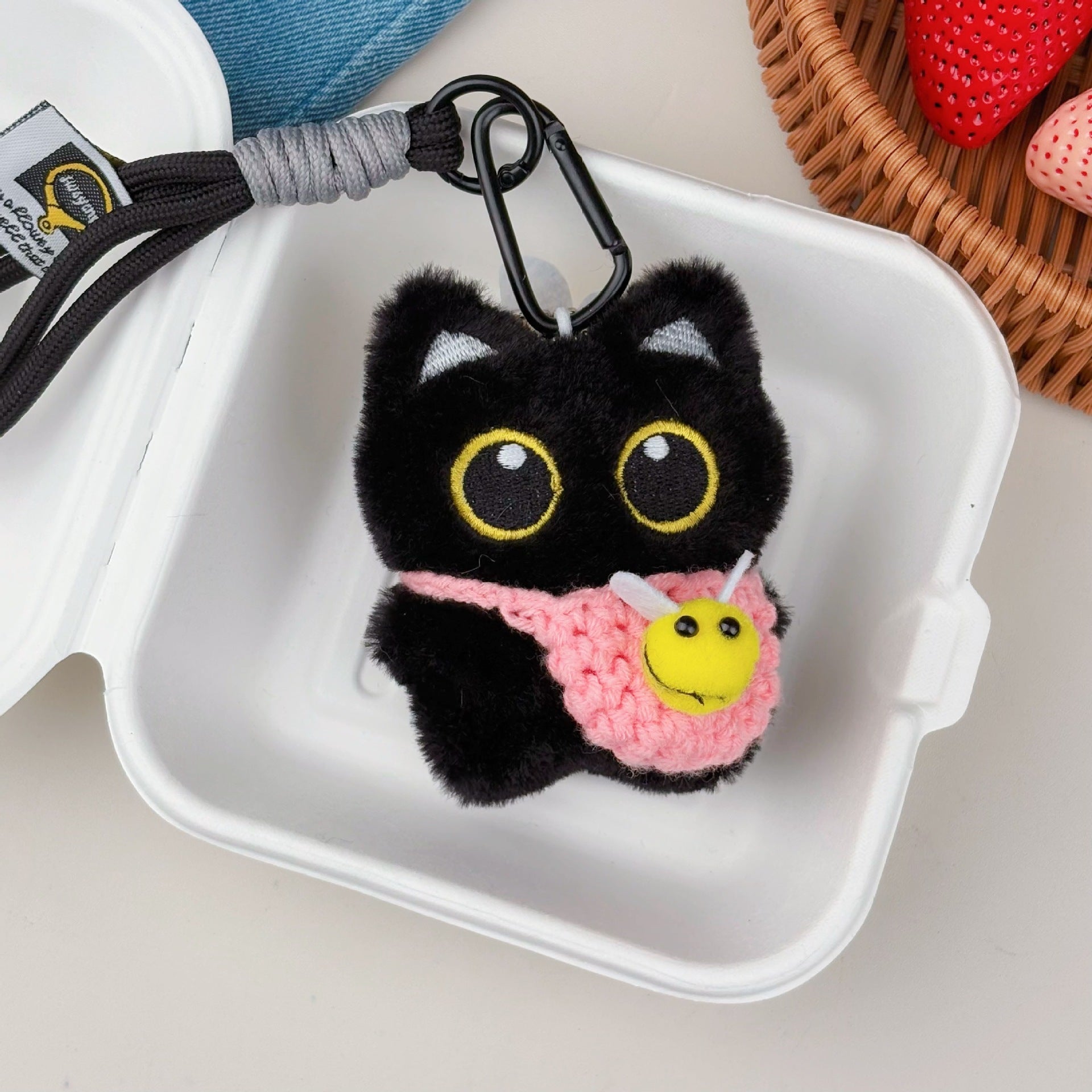 Squeaky Plush Cat Keychain Pendant