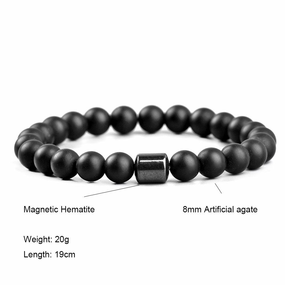 Magnetic Agate Stone Bead Bracelet