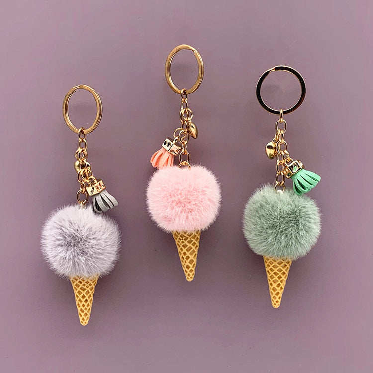 Cute Plush Ice Cream Keychain