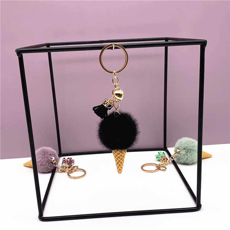 Cute Plush Ice Cream Keychain