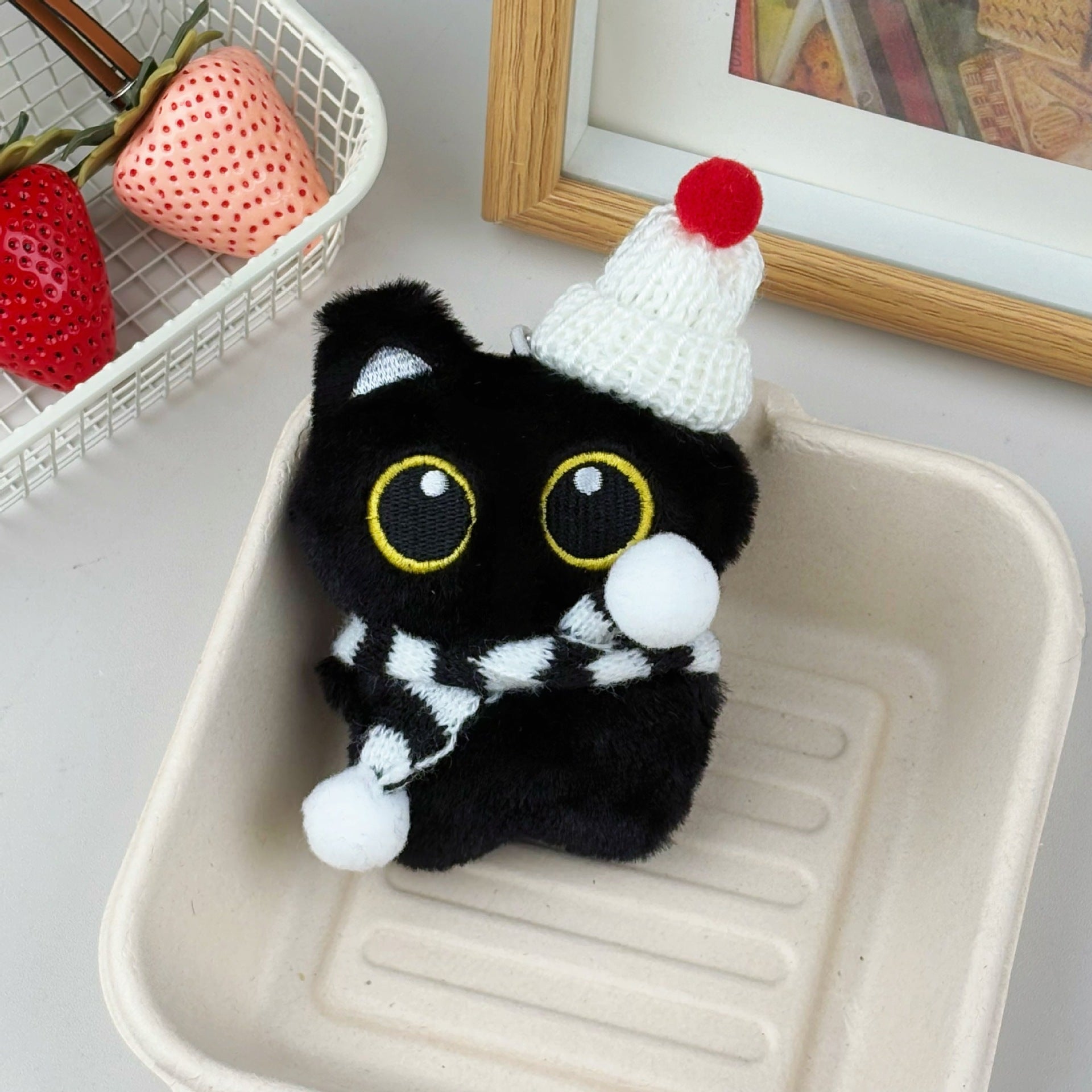 Squeaky Plush Cat Keychain Pendant