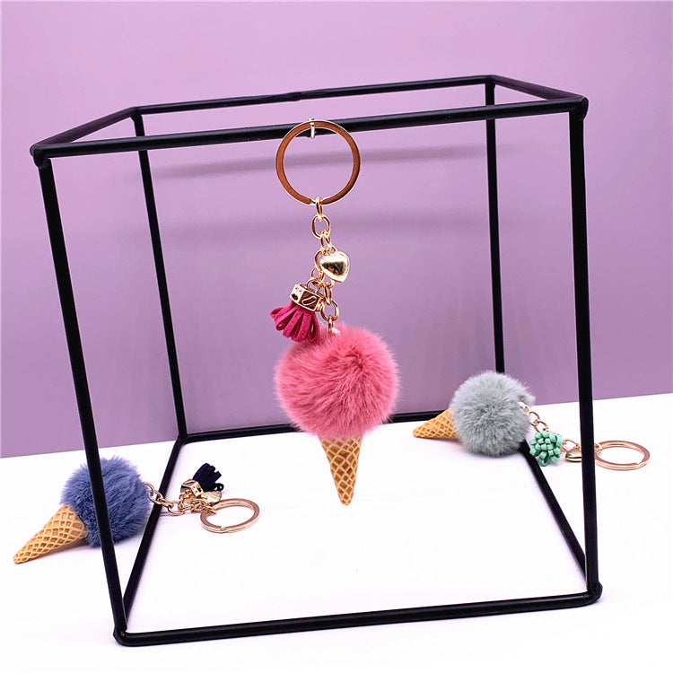 Cute Plush Ice Cream Keychain