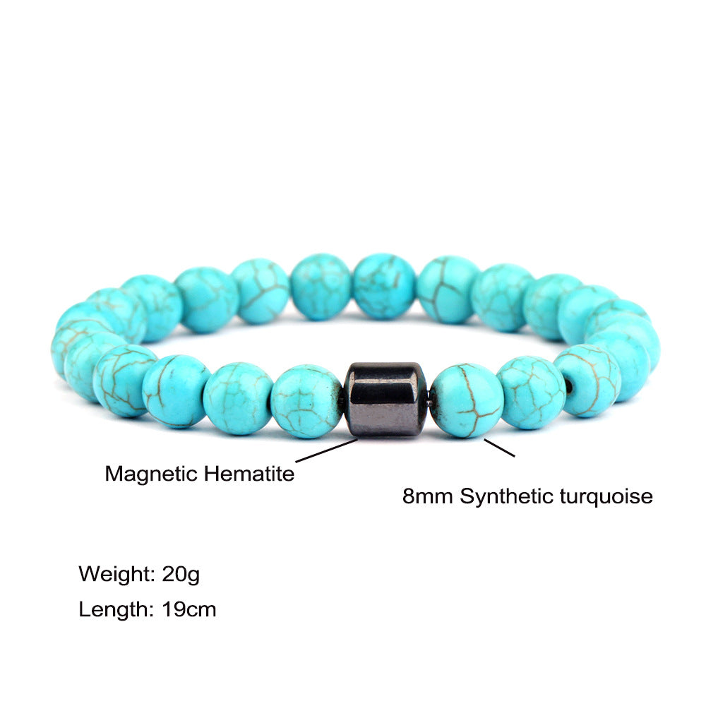 Magnetic Agate Stone Bead Bracelet