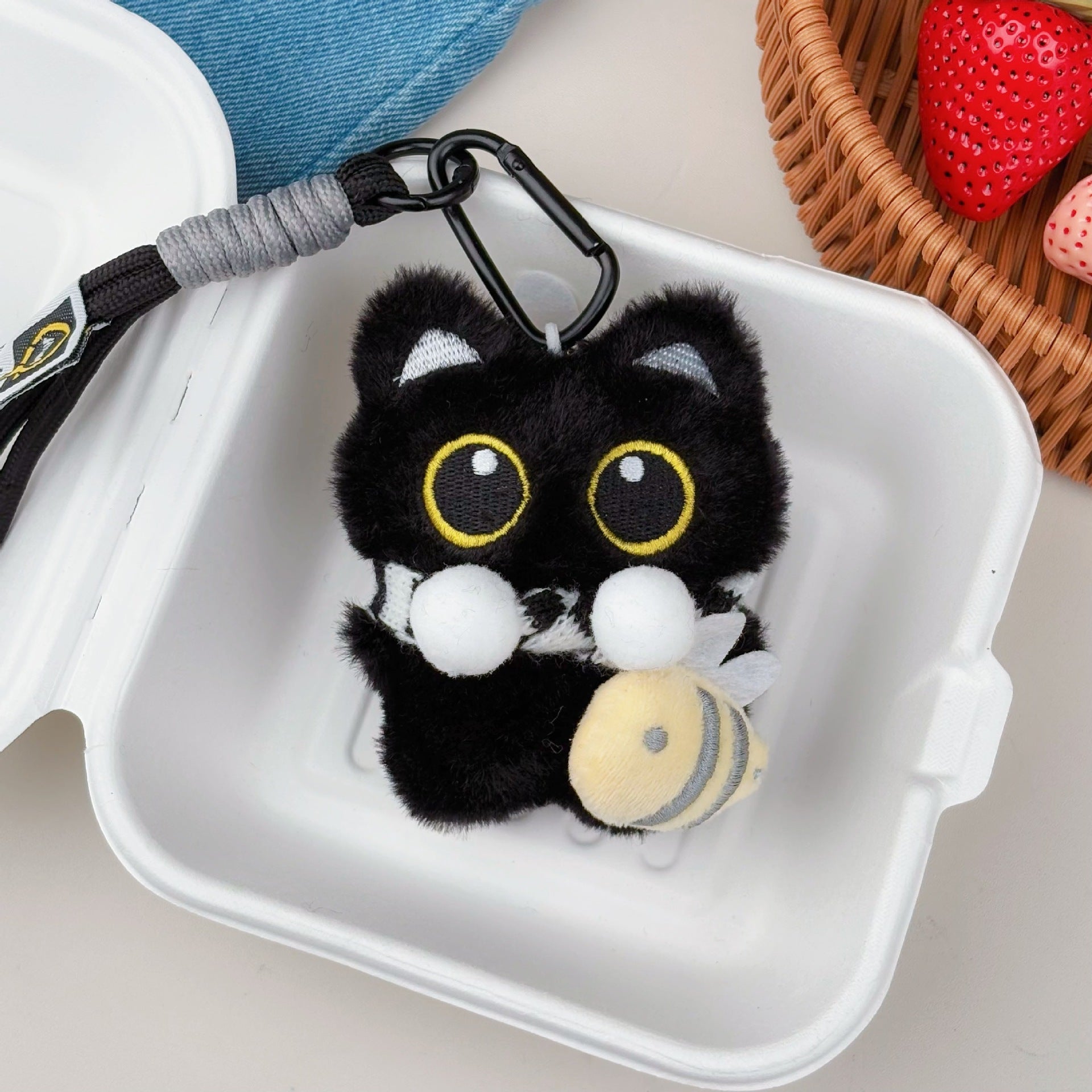 Squeaky Plush Cat Keychain Pendant