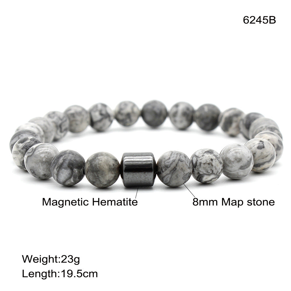 Magnetic Agate Stone Bead Bracelet