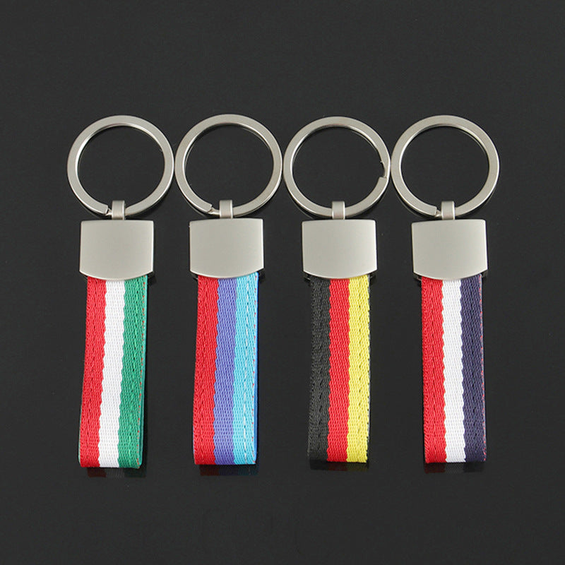 Custom Flag Nylon Braided Metal Keychain