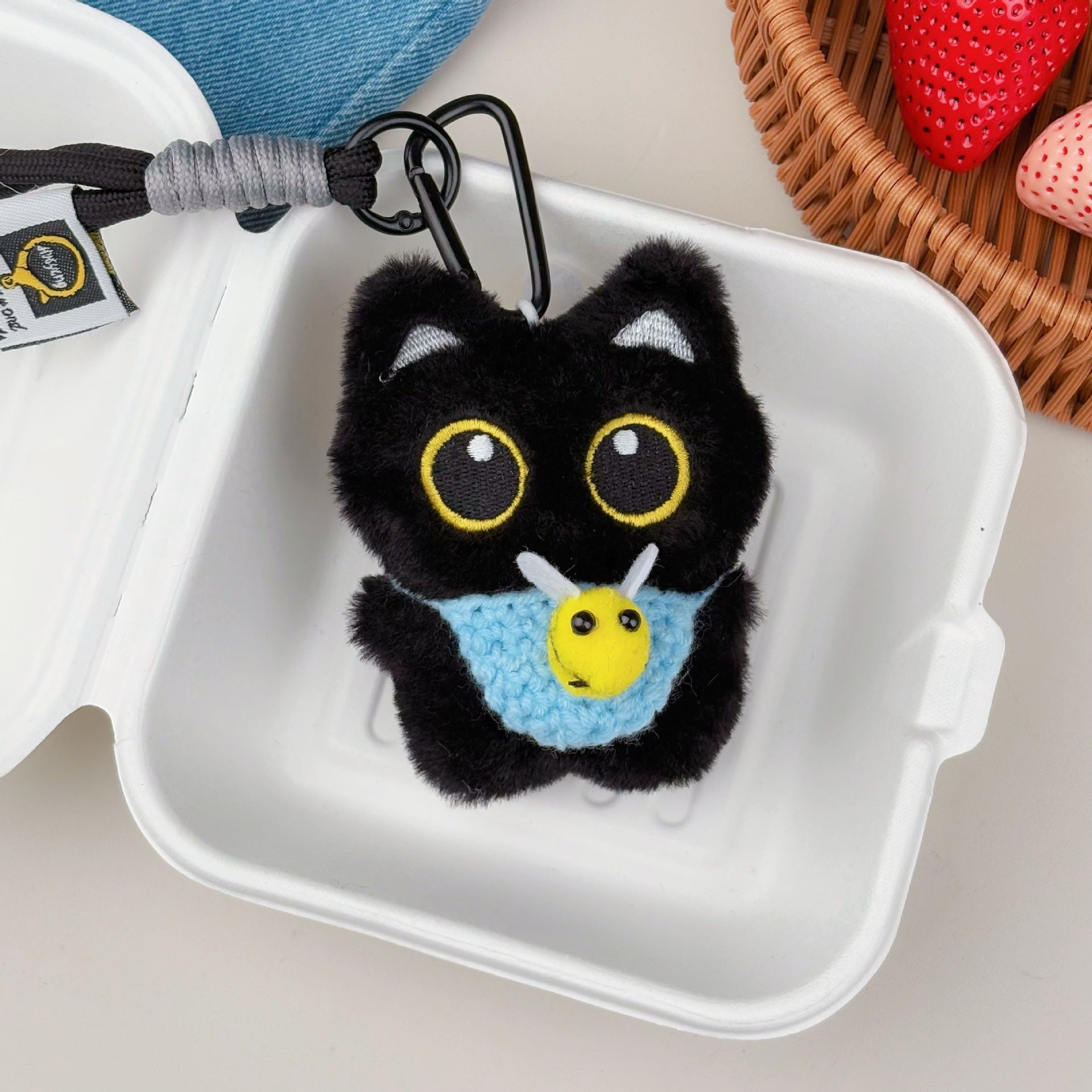Squeaky Plush Cat Keychain Pendant