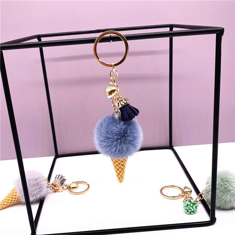Cute Plush Ice Cream Keychain