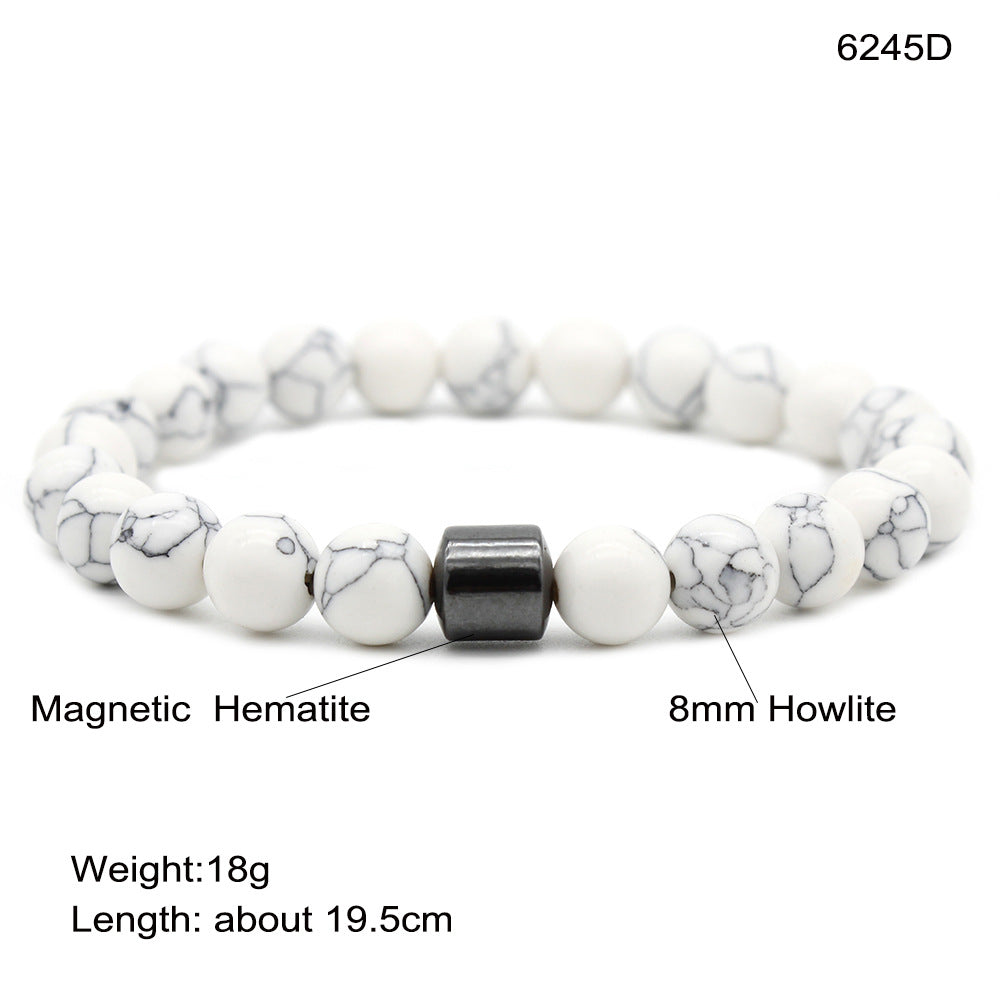 Magnetic Agate Stone Bead Bracelet